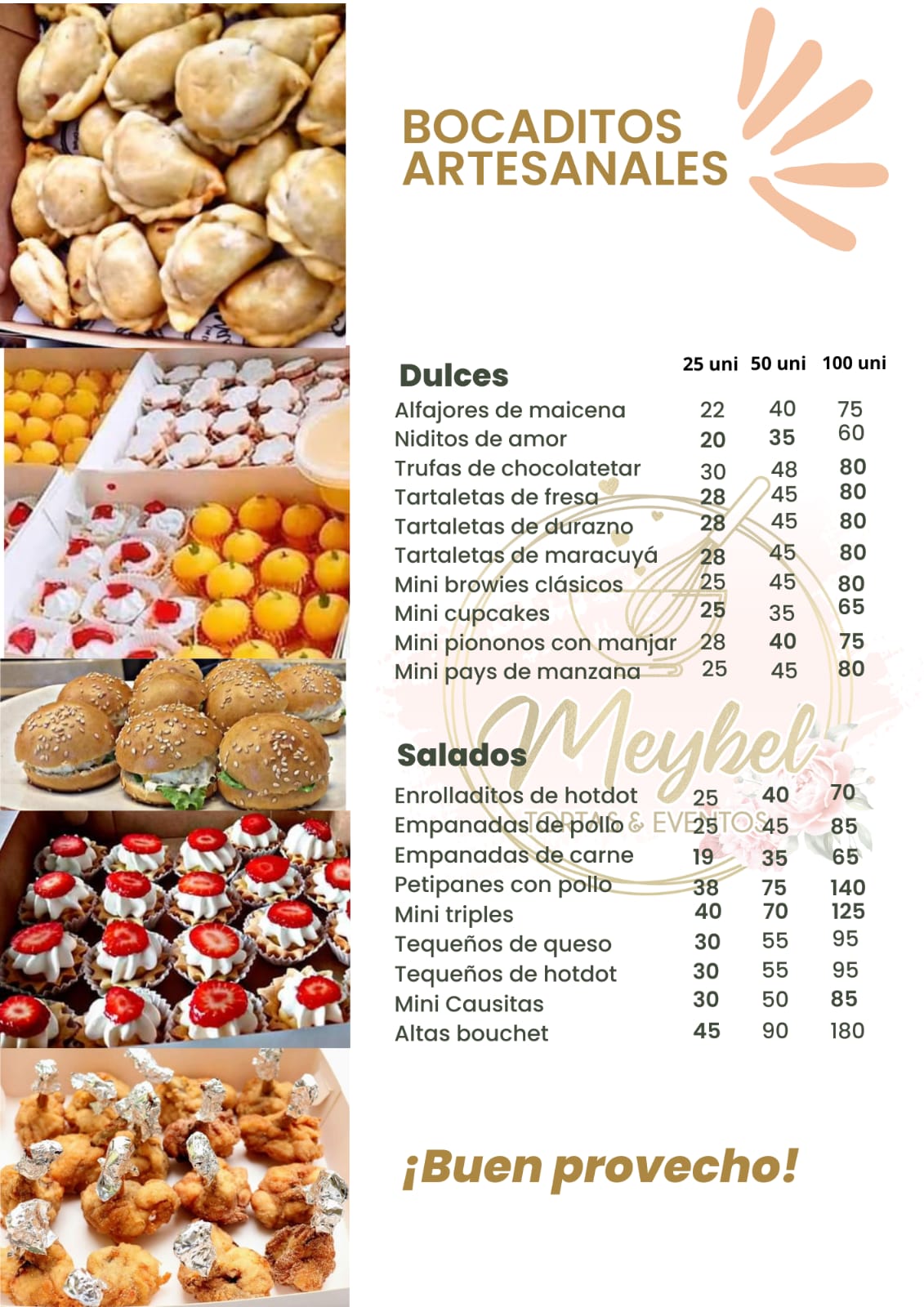 Deliciosos bocaditos artesanales para tu evento