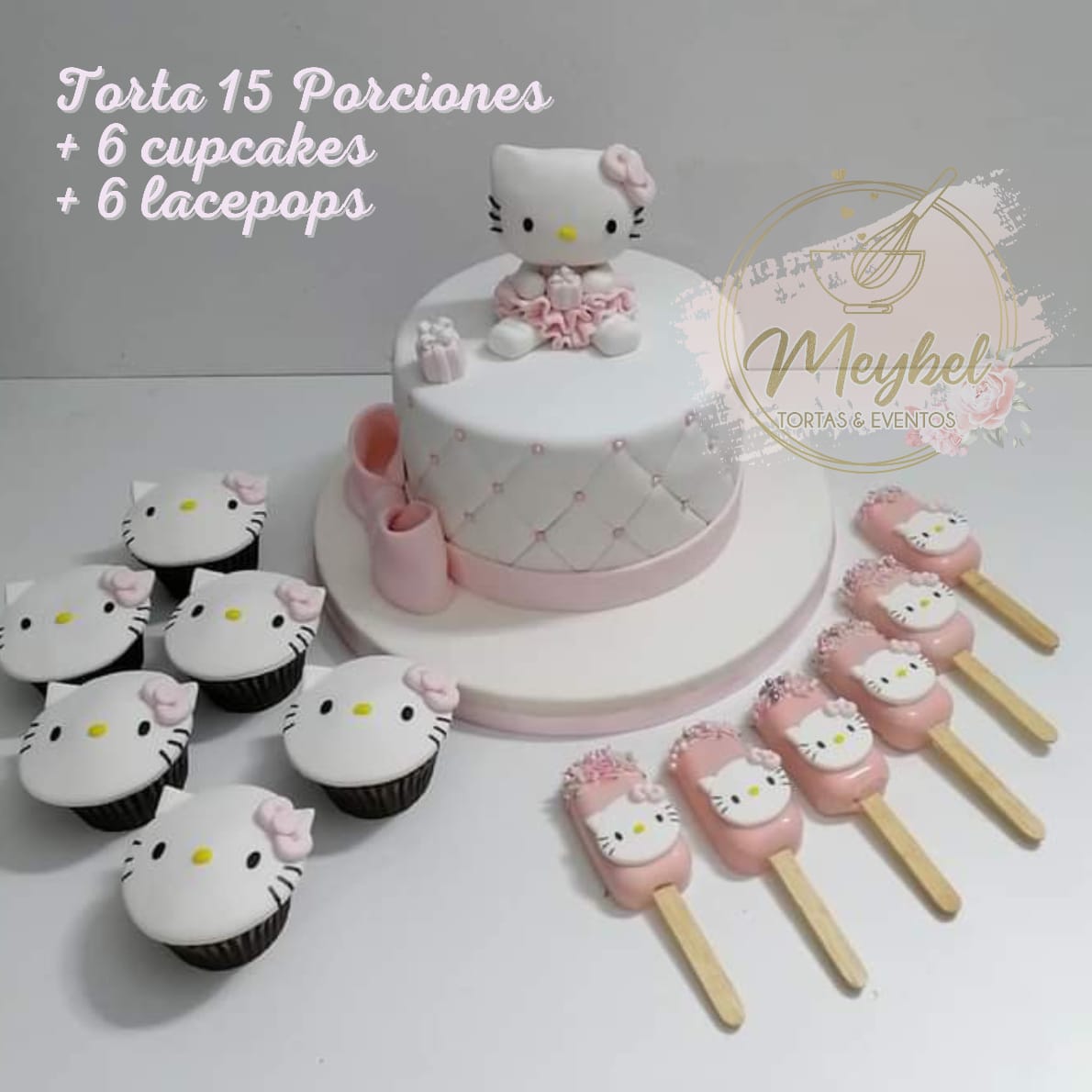 Torta de 18 de diámetro + 6 cupcakes + 6 lacepops /    S/170.00